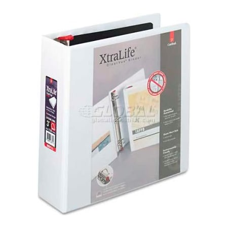 Cardinal Brands Cardinal XtraLife ClearVue Non-Stick Locking Slant-D Ring Binder, 3in, White 26330